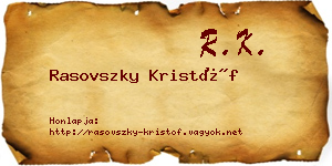 Rasovszky Kristóf névjegykártya